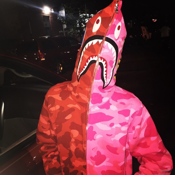 bape zip shark hoodie for sale