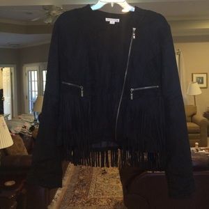 Black suede fringe jacket