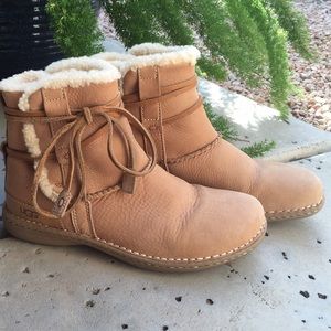 Ugg boots, in tan. Worn only once!