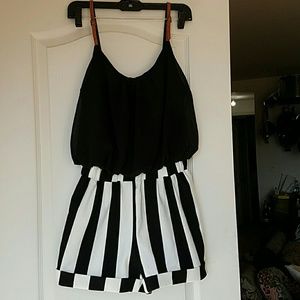 Striped black and white romper