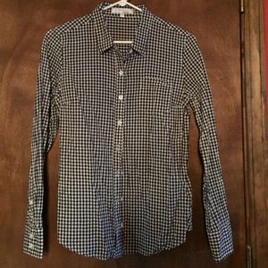 Gingham Button Up Shirt Navy/White Sz Small