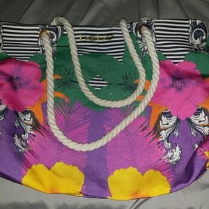 bebe floral print bag with stripes