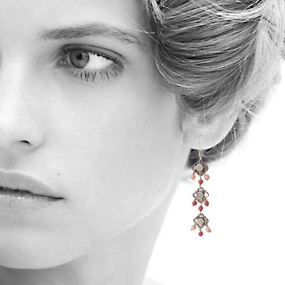 Handmade Sterling Silver & Coral Earrings - Picture 2 of 3