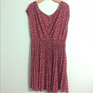 Plus size vintage FLORAL dress burnt orange 1X 16w