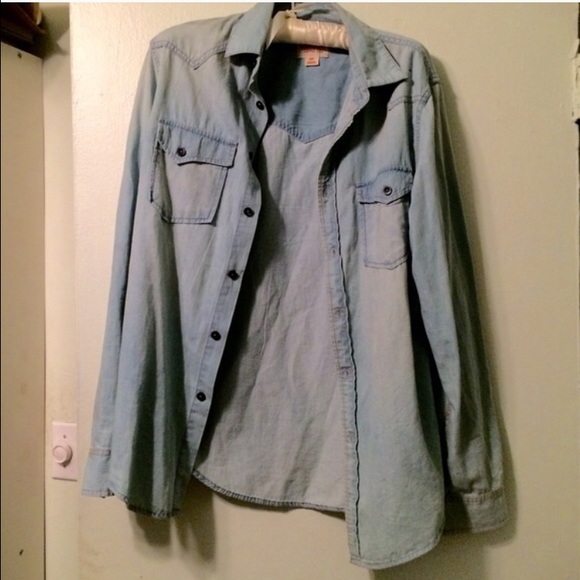 Light denim button down shirt