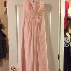 David's Bridal Petal pink chiffon gown