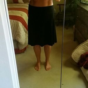 Black cotton midi skirt