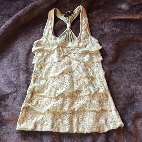 Pretty mint green with gold accent ruffle tank