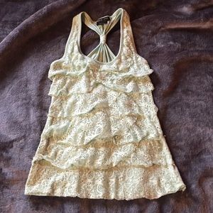 Pretty mint green with gold accent ruffle tank