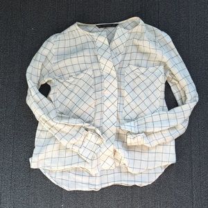 Ivory/Black Zara Basic Blouse