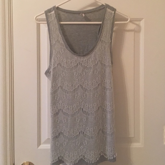 Tank with lace overlay