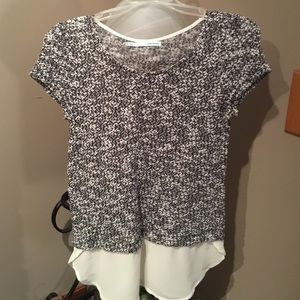 Black and cream top with blouse bottom