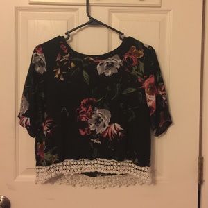 Black and floral Abercrombie and Fitch top