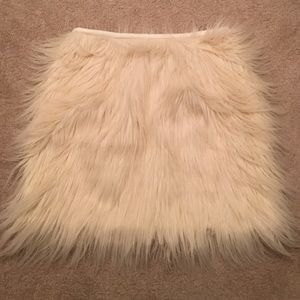 Faux fur beige mini skirt