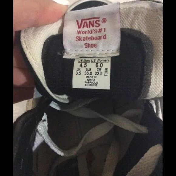 vans size label