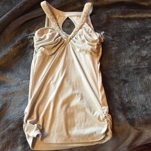 Pretty grey tank with flower neck line