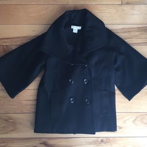 Black, 100% wool peacoat