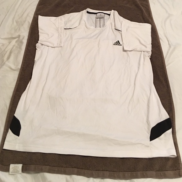 Adidas striped black and white shirt.