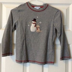 Grey Long-sleeve Snowman Holiday Tee