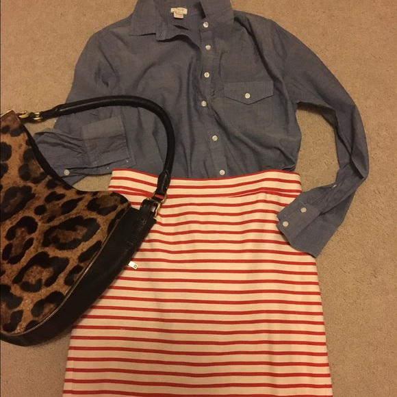 JCREW NO. 2 PENCIL SKIRT IN RED STRIPE