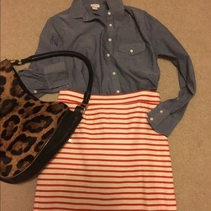 JCREW NO. 2 PENCIL SKIRT IN RED STRIPE