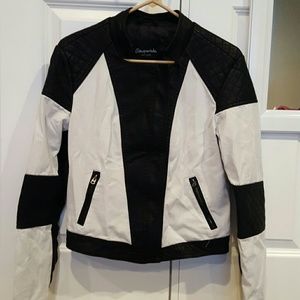 Black and white leather jacket