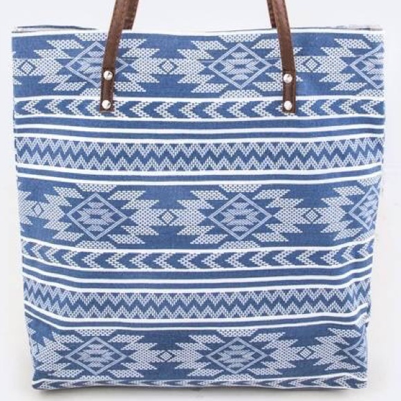 Blue & White Aztec Tote