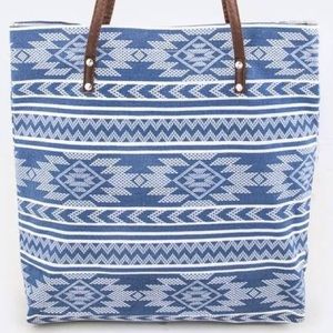 Blue & White Aztec Tote
