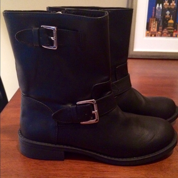 Never worn black Moto boots