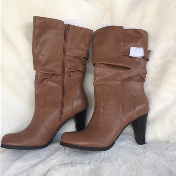 mid calf slouch boots with heel