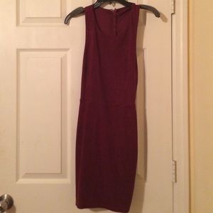 Burgundy Sleeveless Velvet Bodycon Dress