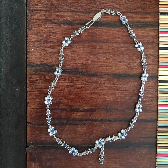 Necklace, blue gems.