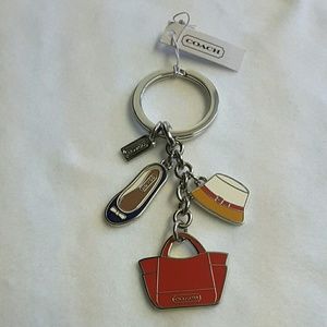 Coach Silver-toned Chain/Ring/Fob Purse,Hat, shoes