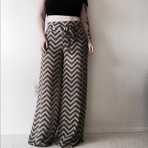 High Waist Chevron Palazzo Pants