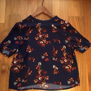 Rust and navy floral top