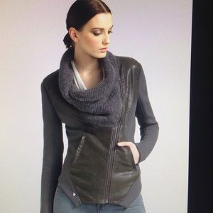 Helmut Lang Geo Combo Gray Leather Moto Jacket S Helmut Lang Geo Combo Gray Leather Moto Jacket S