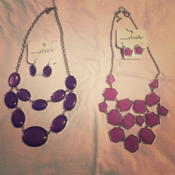 2 purple Charming Charlie's necklaces/earnings!