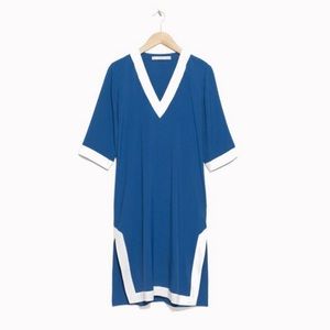 & Other Stories Blue V-Neck Kaftan Dress