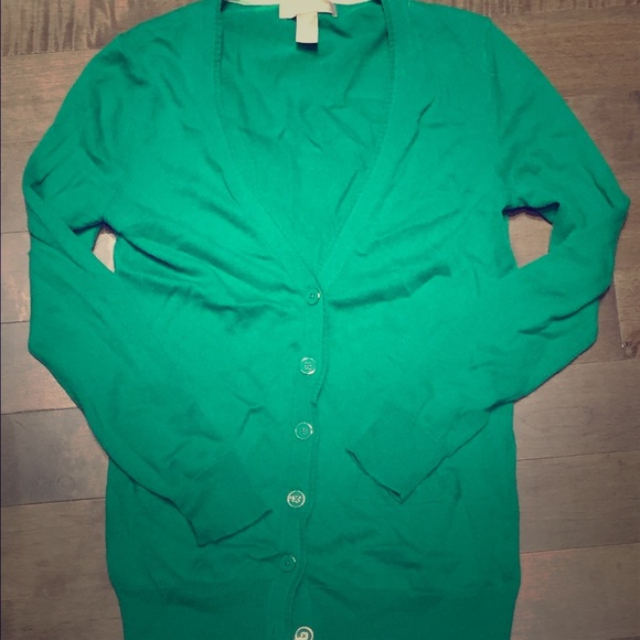 Kelly Green Merino Wool Banana Republic cardigan