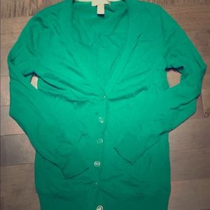 Kelly Green Merino Wool Banana Republic cardigan