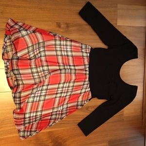 Ballet top flowy plaid skirt dress