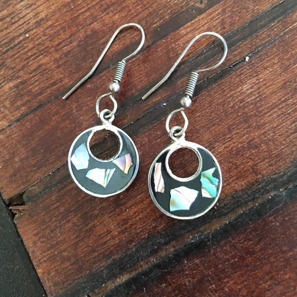 Black and abalone earrings