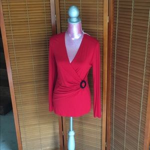 Plunging draped neck sweater