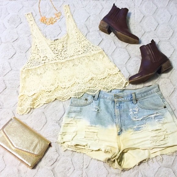 Free People Tops - Free People Floral Crochet Tank Top