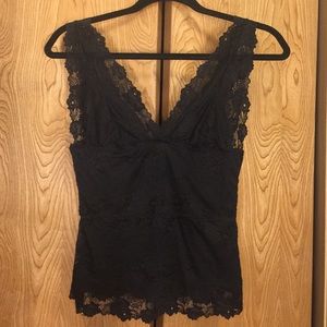Bebe black lace corset style top size s