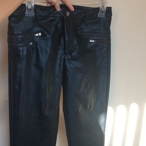 Fake black leather skinny pants