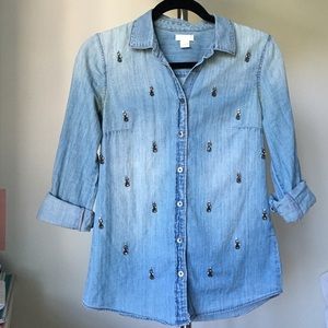 J.Crew embellished denim button-down