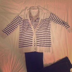 Blue and white striped sweater