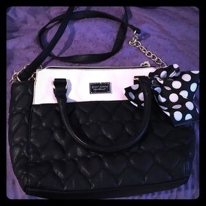 Betsy Johnson black and white purse, with strap