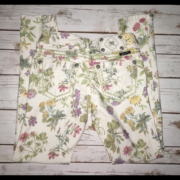 Miss Me floral stretch ankle skinnies